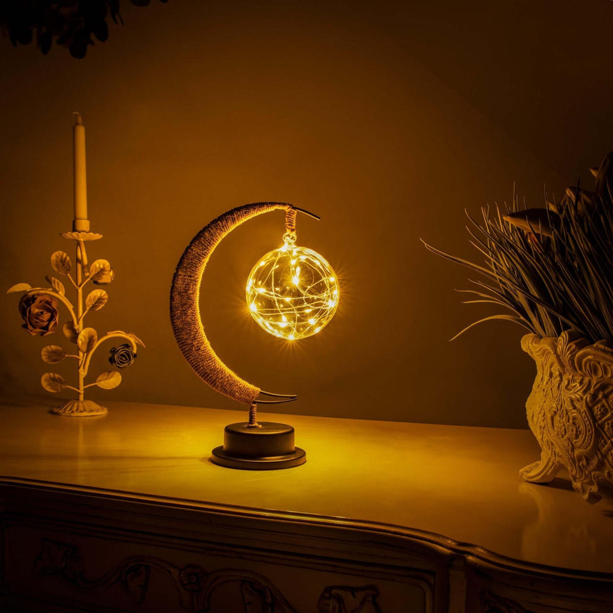 Lampe décorative LED à lueur lunaire, hauteur 27 cm