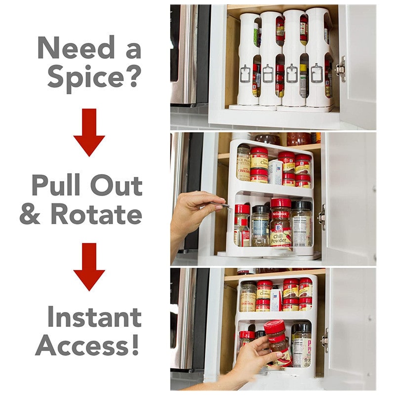 Rangement à épices à deux niveaux avec base coulissante