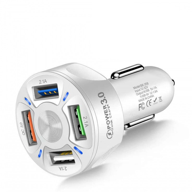 Chargeur de voiture à 4 ports USB-A, puissance annoncée 45 W