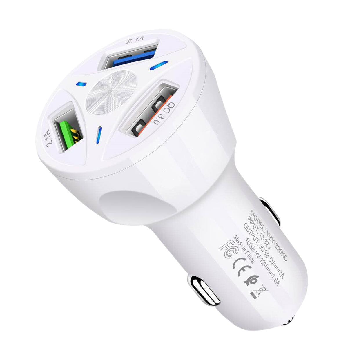 Chargeur de voiture à 4 ports USB-A, puissance annoncée 45 W