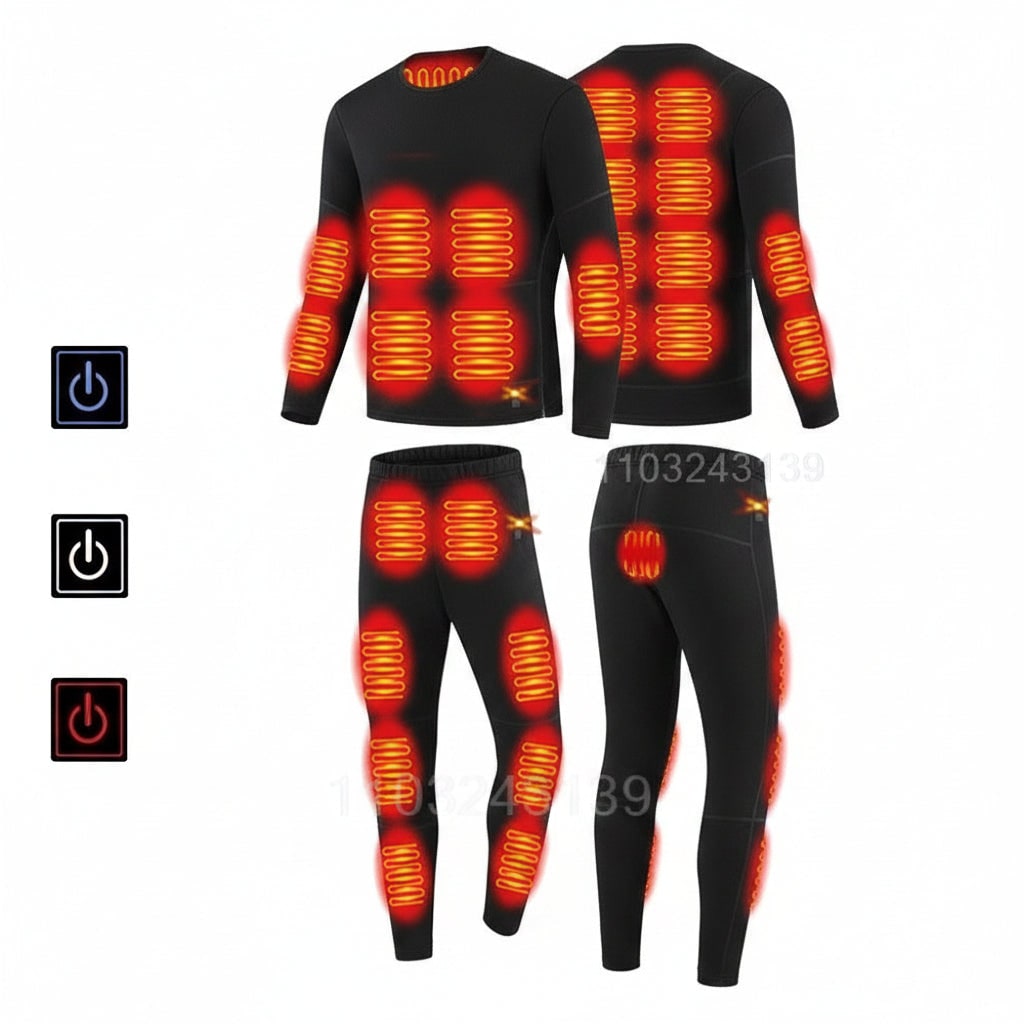 Ensemble de sous-vêtements thermiques chauffants USB