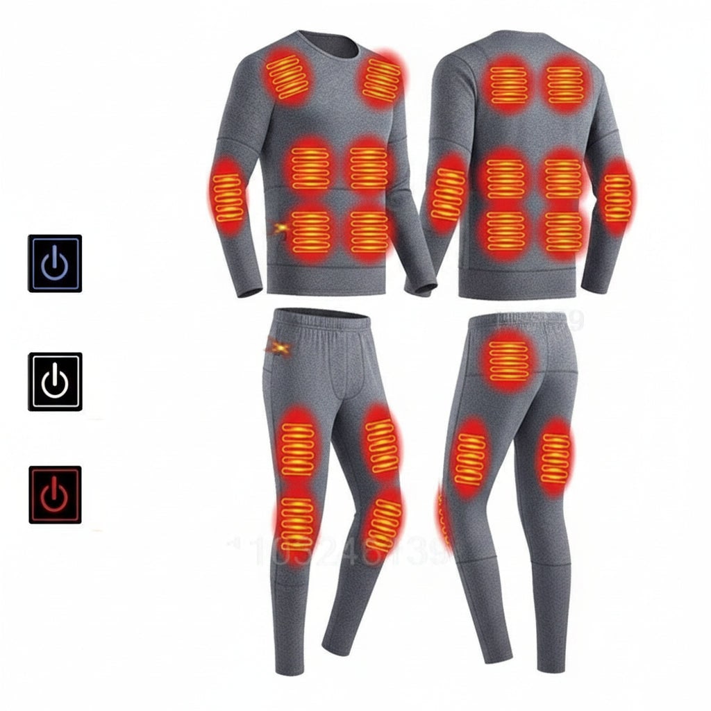 Ensemble de sous-vêtements thermiques chauffants USB