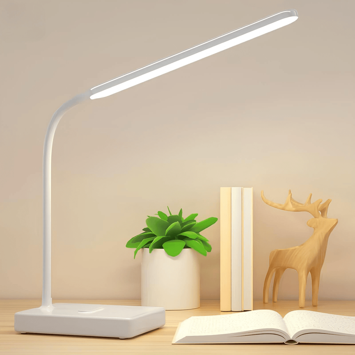Lampe de bureau à bras flexible et lumière tactile réglable