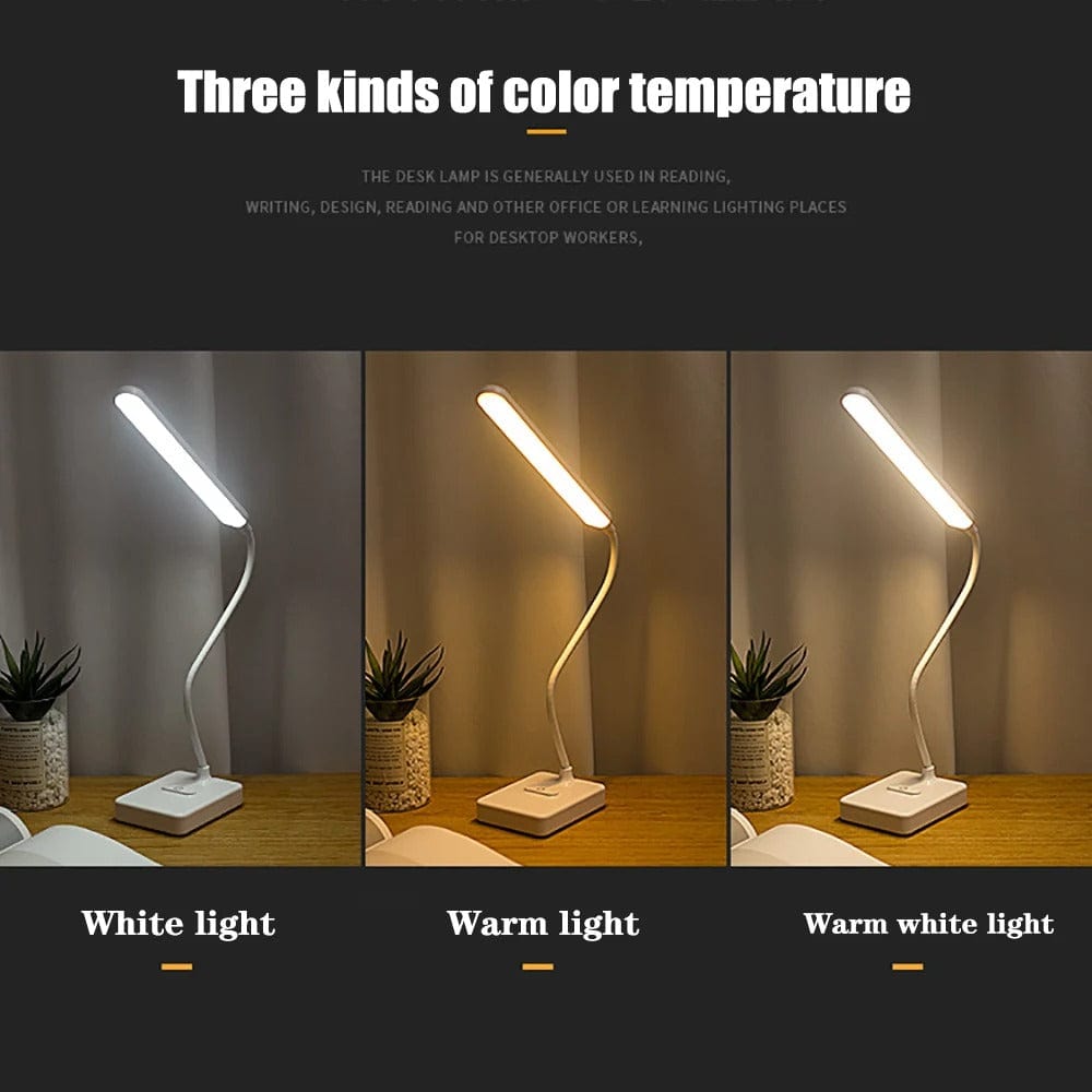 Lampe de bureau à bras flexible et lumière tactile réglable
