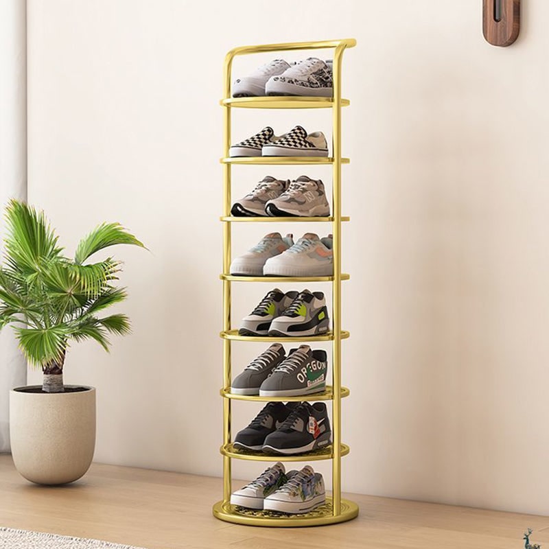 Étagère à chaussures verticale en métal à plateaux ronds