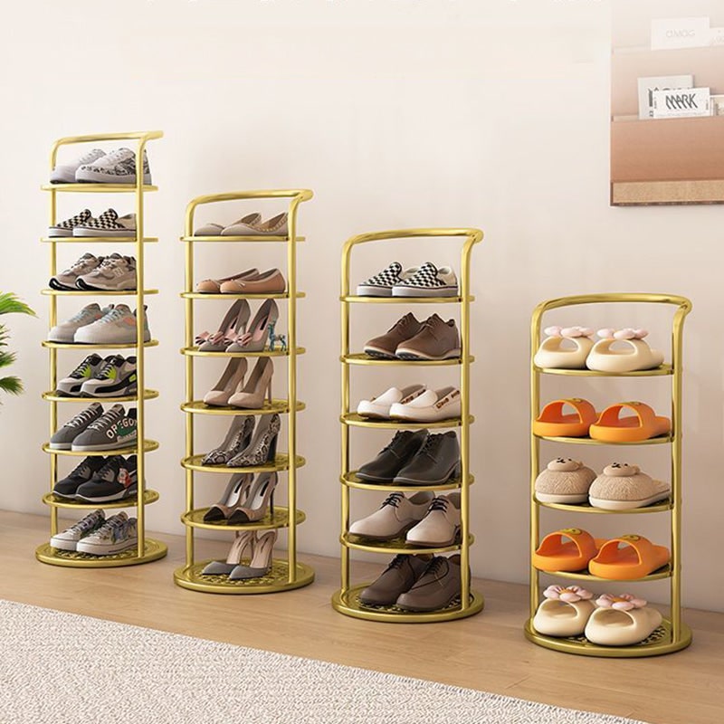 Étagère à chaussures verticale en métal à plateaux ronds