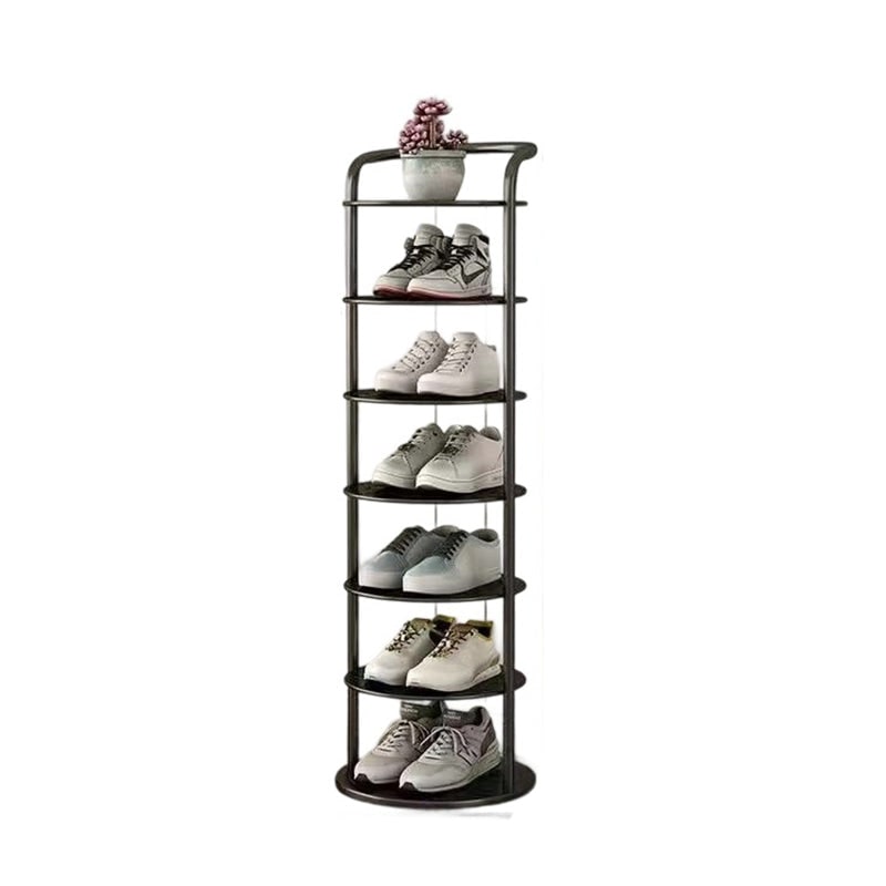 Étagère à chaussures verticale en métal à plateaux ronds