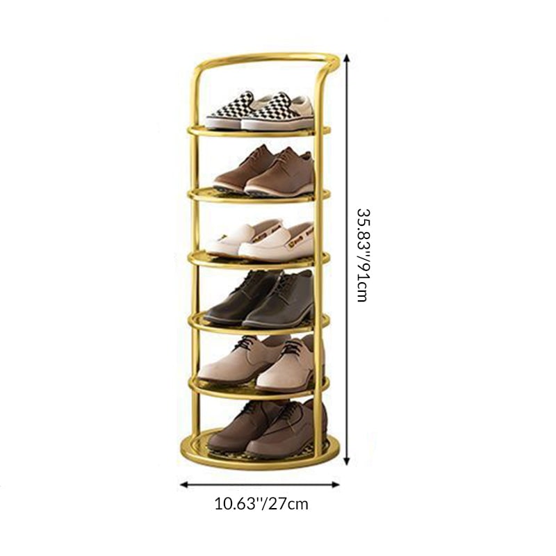 Étagère à chaussures verticale en métal à plateaux ronds