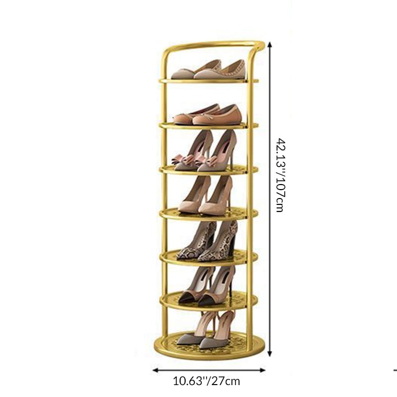 Étagère à chaussures verticale en métal à plateaux ronds