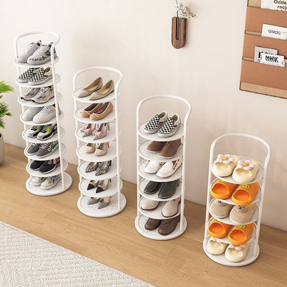 Étagère à chaussures verticale en métal à plateaux ronds