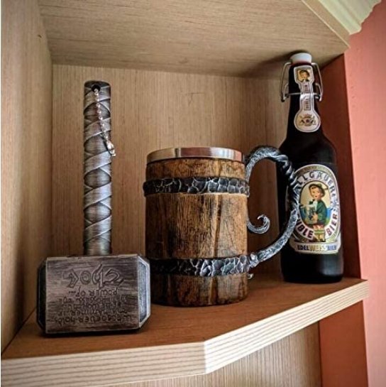 Chope décorative avec intérieur en acier inoxydable, 650 ml