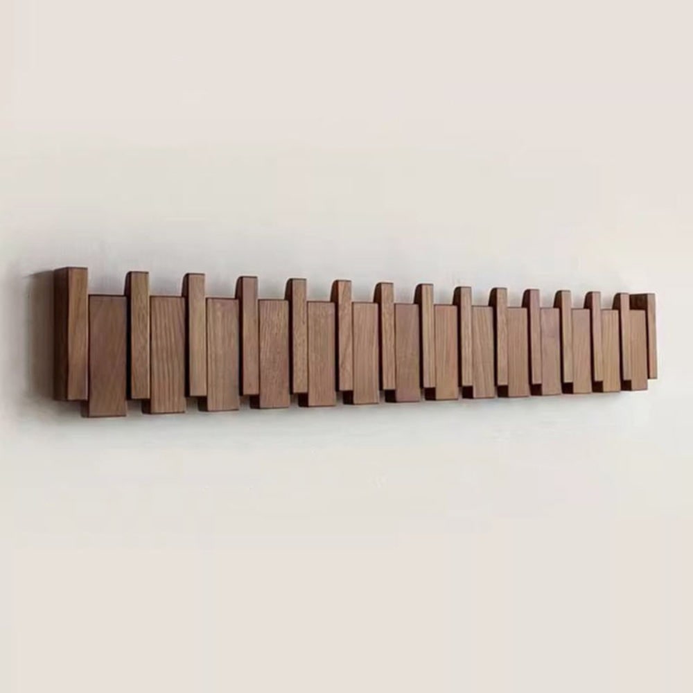 Porte-manteau mural en bois à crochets rabattables