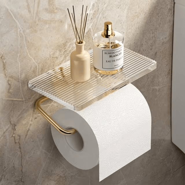 Porte-papier toilette mural avec tablette en acrylique