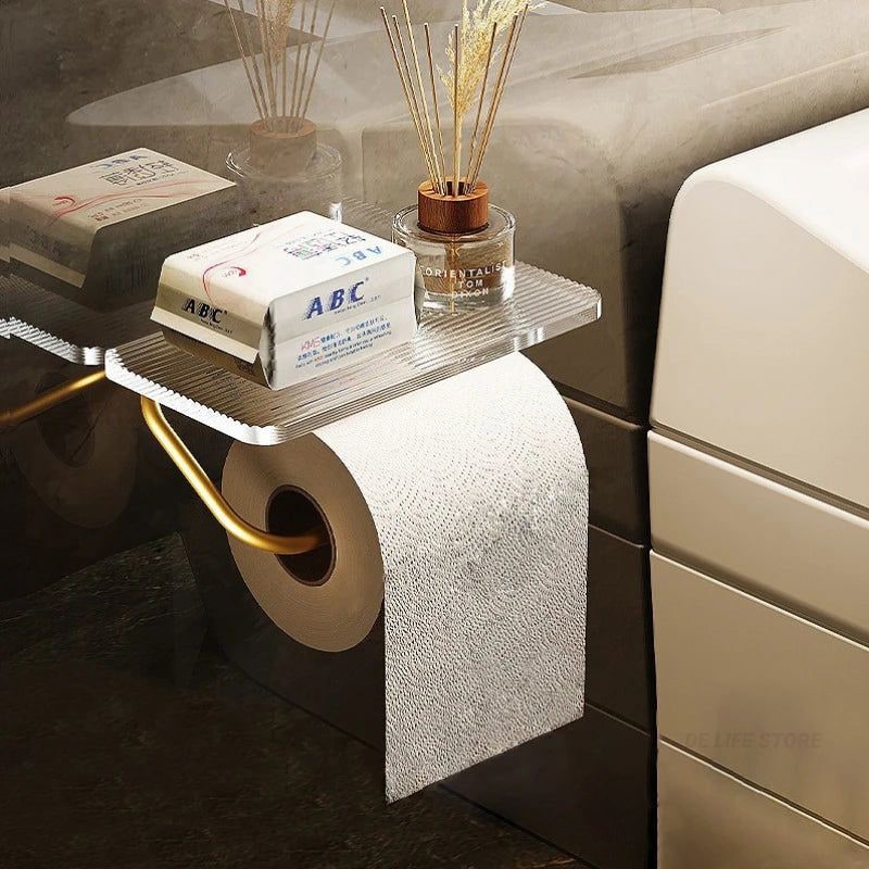Porte-papier toilette mural avec tablette en acrylique