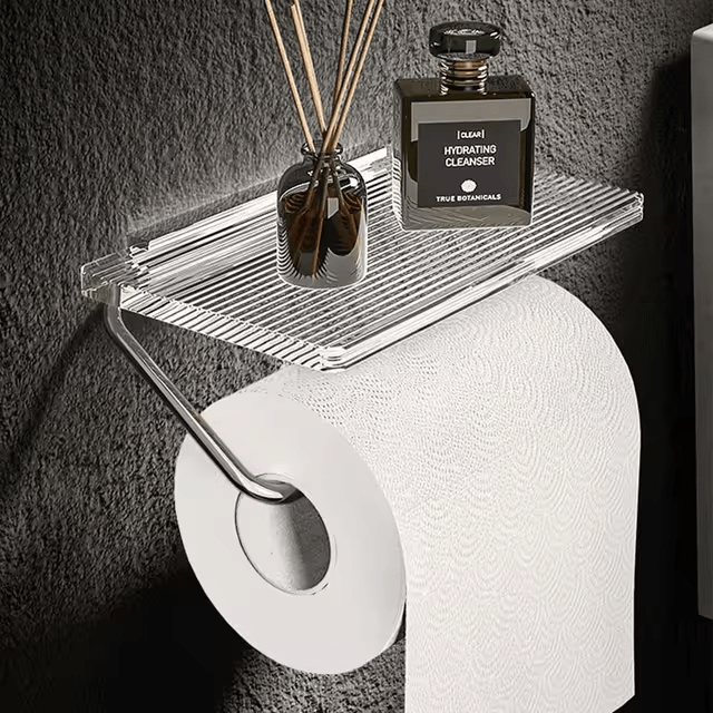 Porte-papier toilette mural avec tablette en acrylique