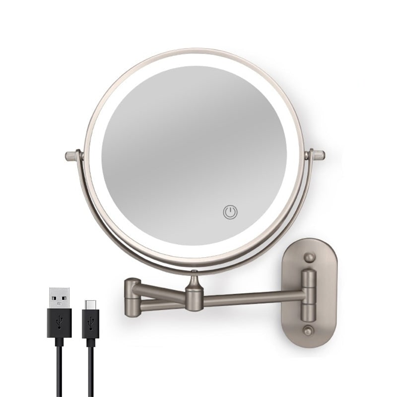 Miroir grossissant mural ×10 avec éclairage à DEL