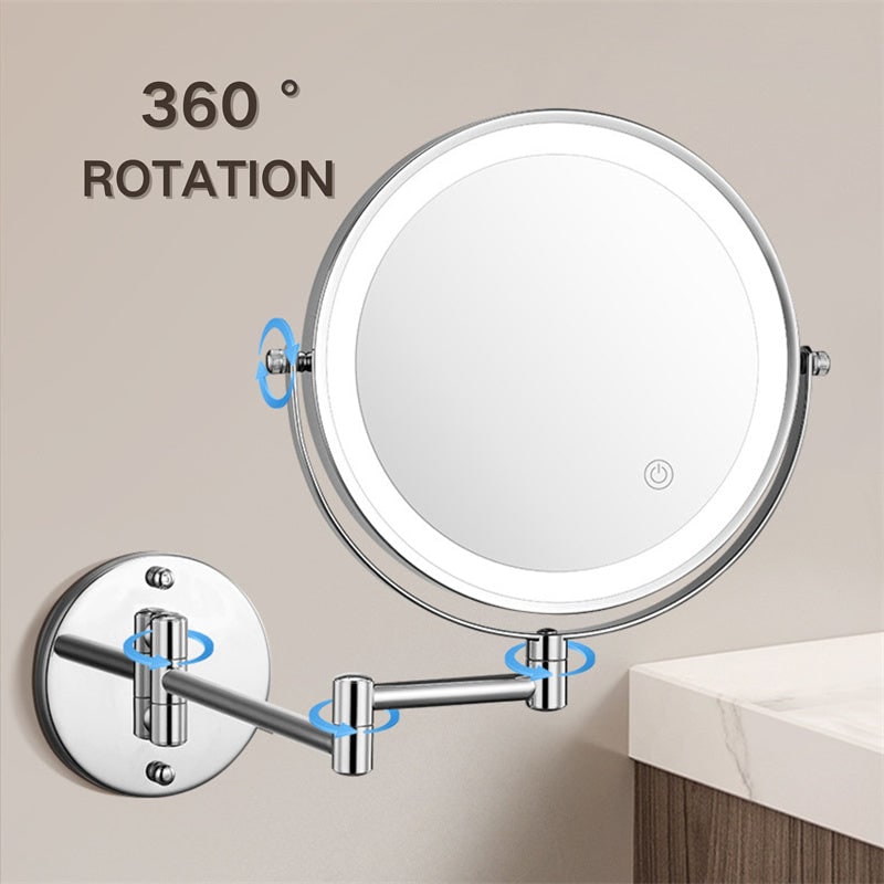 Miroir grossissant mural ×10 avec éclairage à DEL