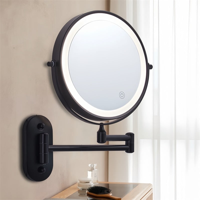 Miroir grossissant mural ×10 avec éclairage à DEL