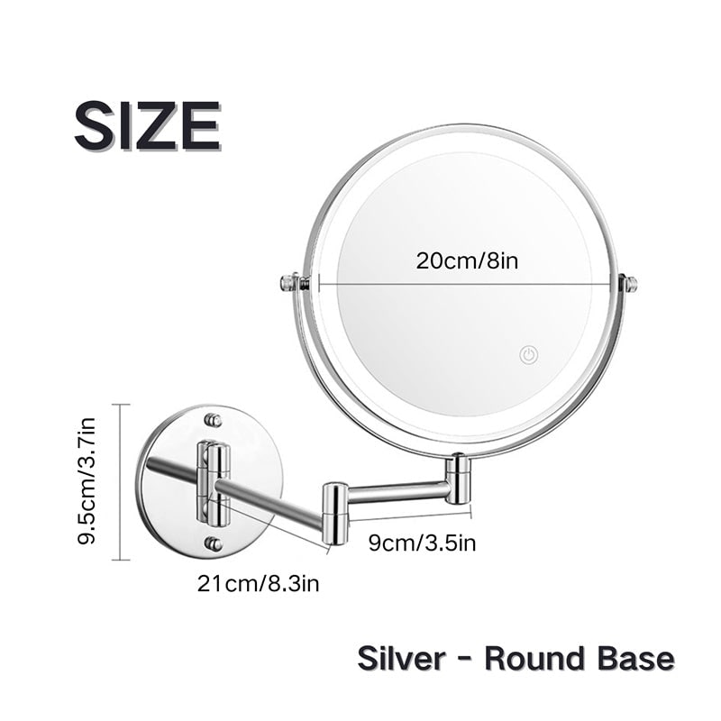 Miroir grossissant mural ×10 avec éclairage à DEL