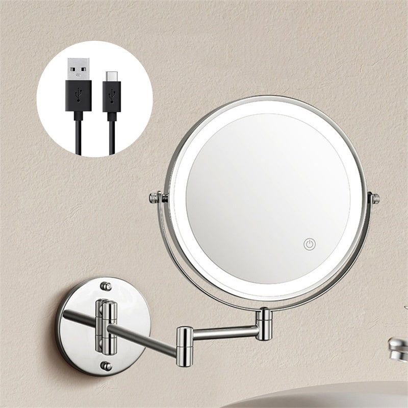 Miroir grossissant mural ×10 avec éclairage à DEL