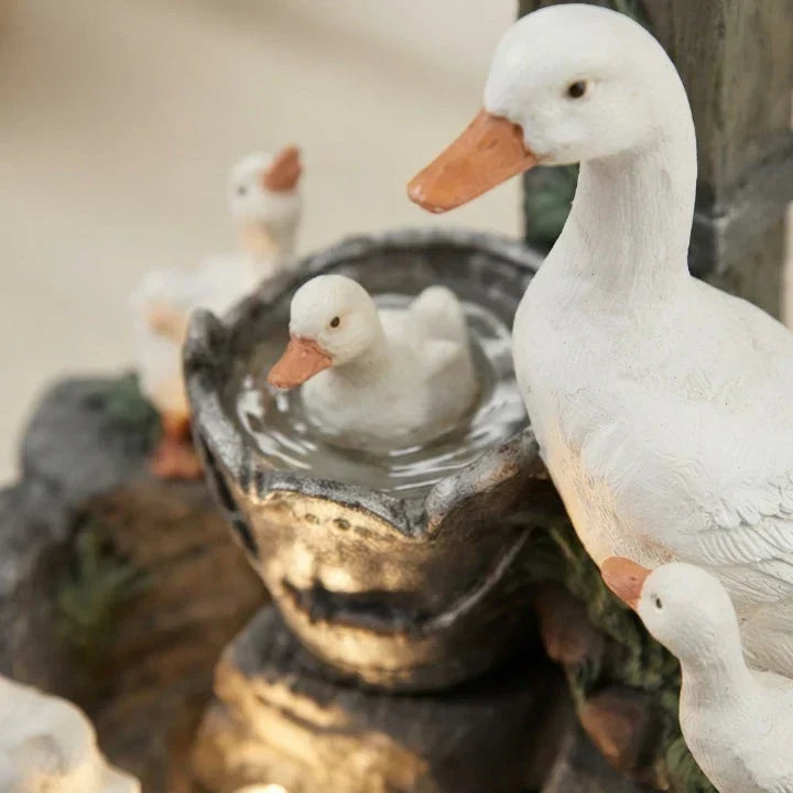 Fontaine décorative avec figurine animale et éclairage