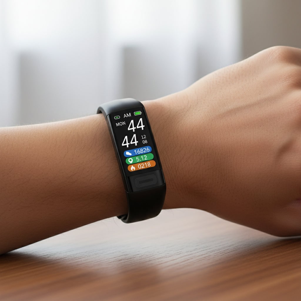 Bracelet connecté avec écran couleur et suivi des pas