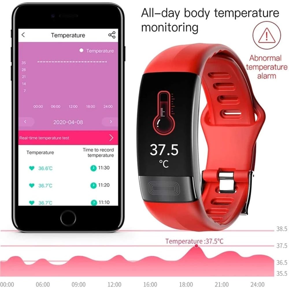 Bracelet connecté avec écran couleur et suivi des pas