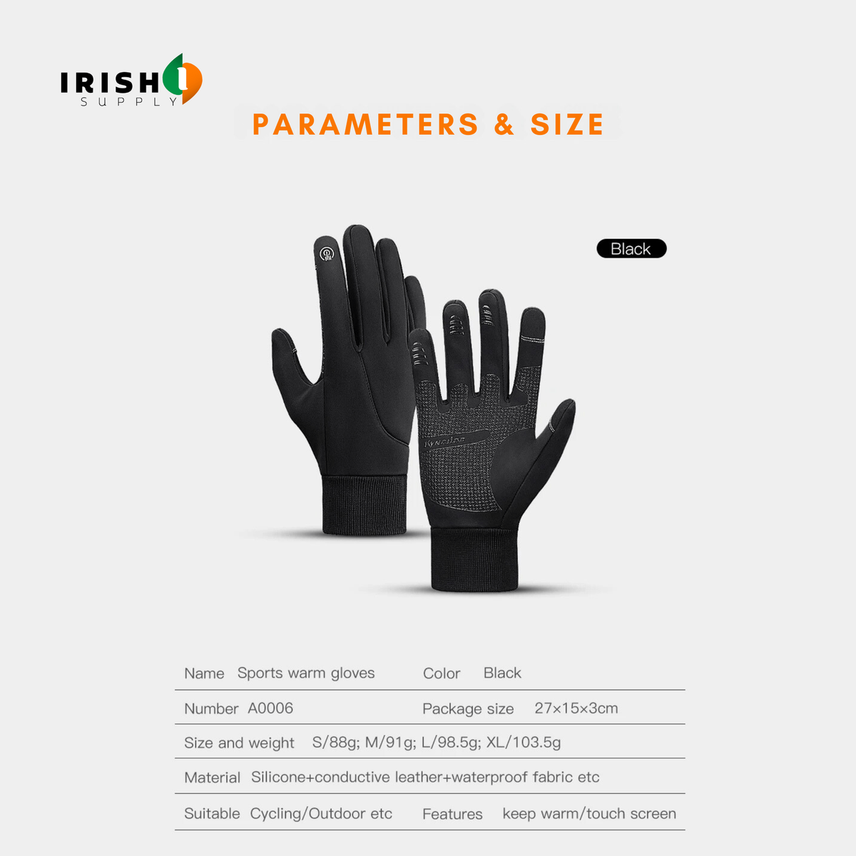 Gants de cyclisme thermiques avec doigts tactiles