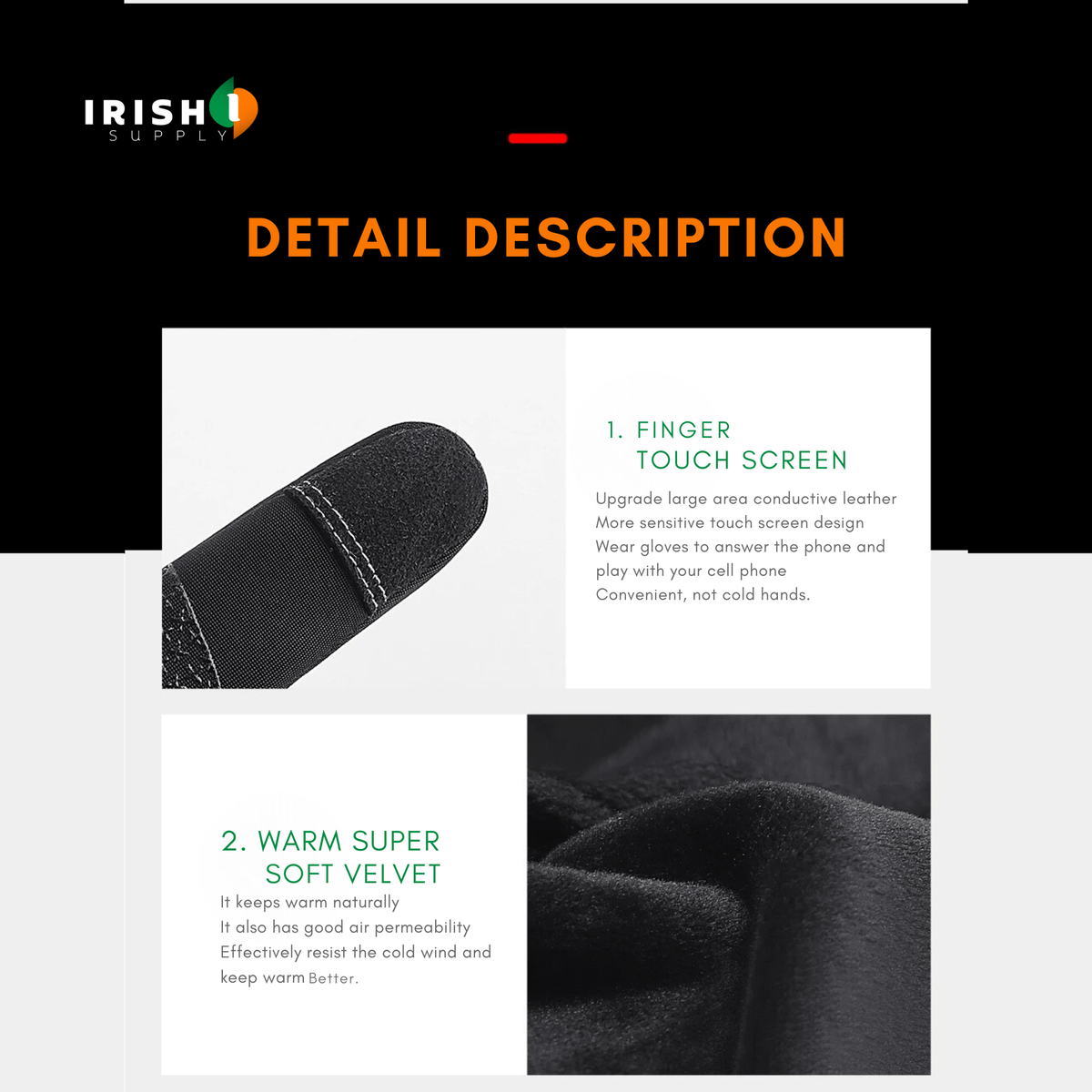 Gants de cyclisme thermiques avec doigts tactiles