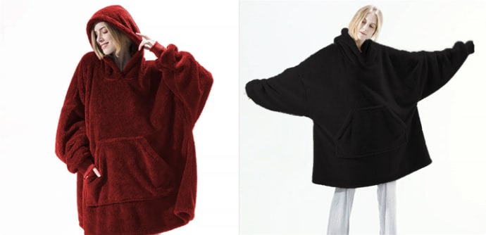 Couverture à capuche en polaire avec poche avant