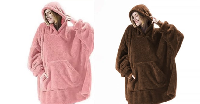 Couverture à enfiler ample en polaire avec capuche