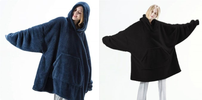 Couverture à capuche en polaire avec poche avant