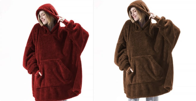 Couverture à enfiler ample en polaire avec capuche