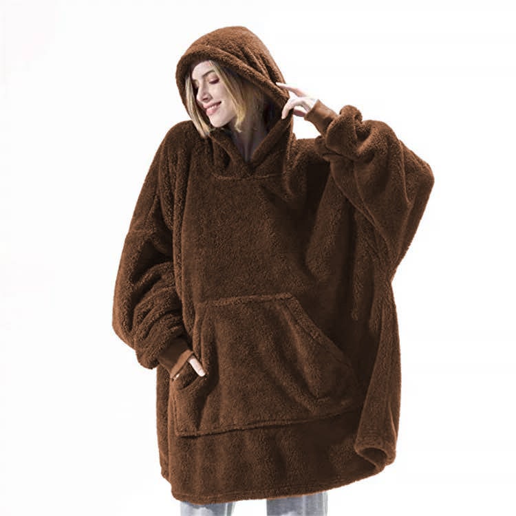 Couverture à capuche en polaire avec poche avant