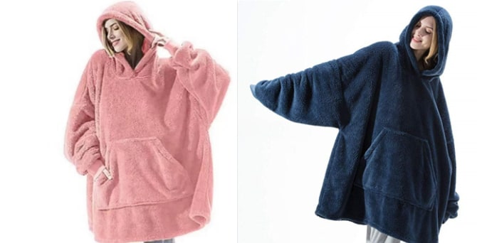 Couverture à capuche en polaire avec poche avant
