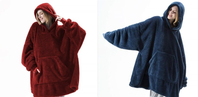 Couverture à enfiler ample en polaire avec capuche