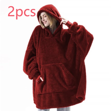 Couverture à capuche en polaire avec poche avant
