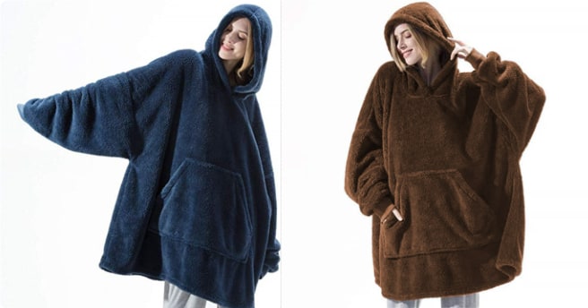 Couverture à capuche en polaire avec poche avant