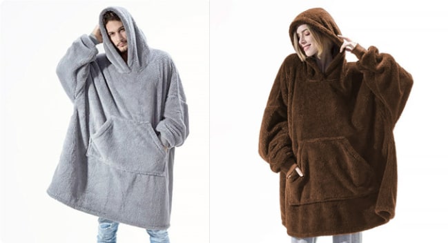 Couverture à enfiler ample en polaire avec capuche