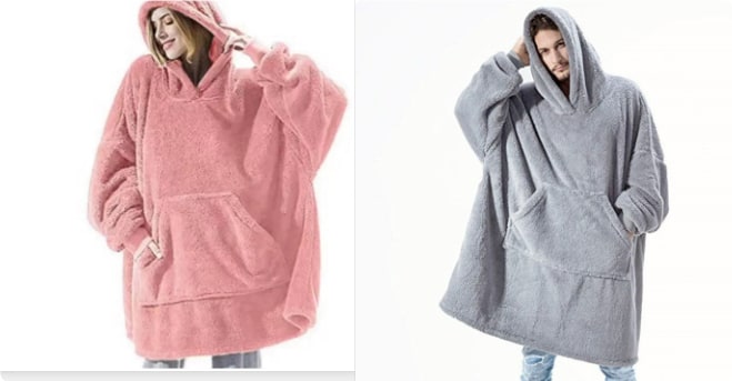 Couverture à capuche en polaire avec poche avant