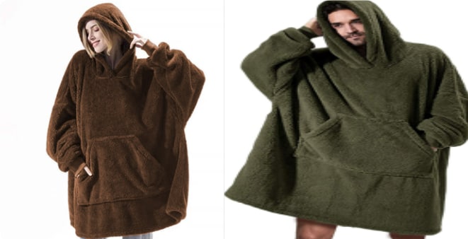 Couverture à capuche en polaire avec poche avant