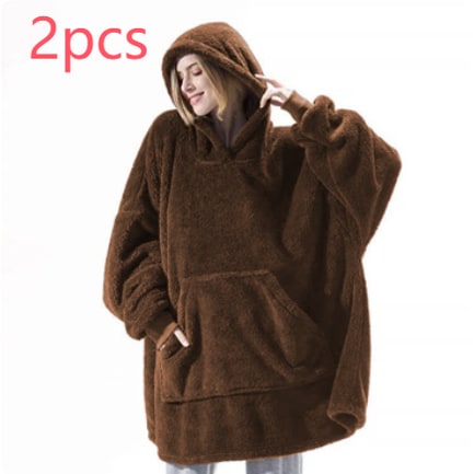 Couverture à capuche en polaire avec poche avant