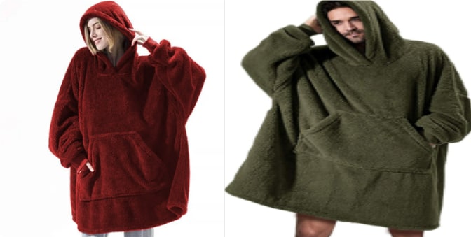 Couverture à capuche en polaire avec poche avant