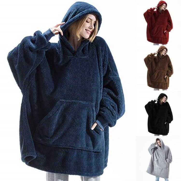 Couverture à enfiler ample en polaire avec capuche