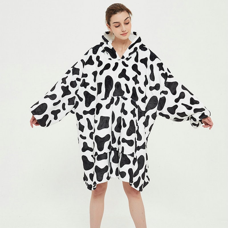Couverture à capuche ample avec doublure polaire effet mouton