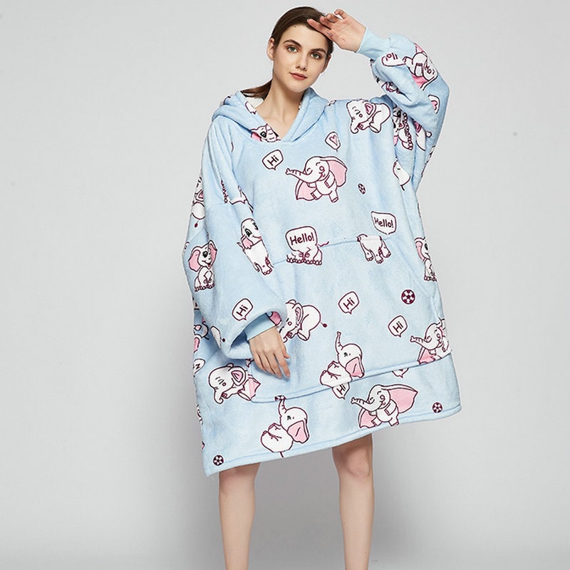Couverture à capuche ample avec doublure polaire effet mouton