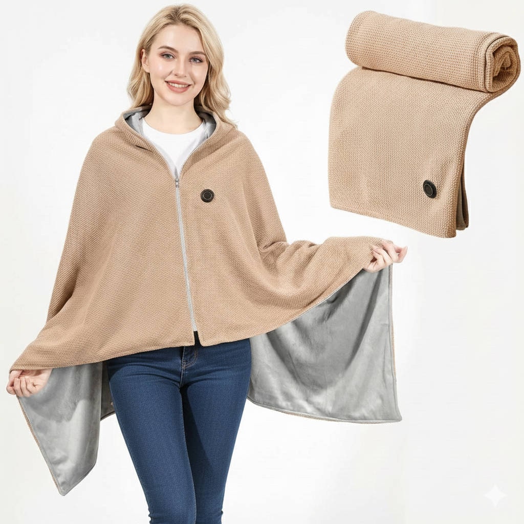 Couverture chauffante à capuche USB, 150 × 80 cm