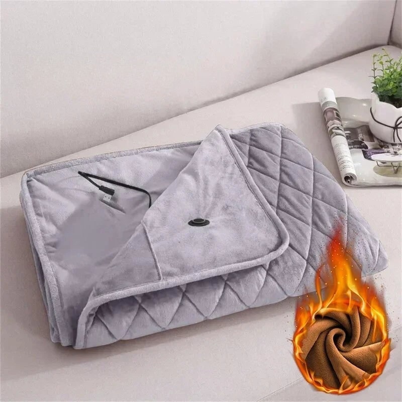 Couverture chauffante USB en polaire avec fermeture à pressions