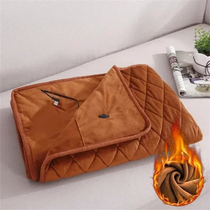 Couverture chauffante USB en polaire avec fermeture à pressions