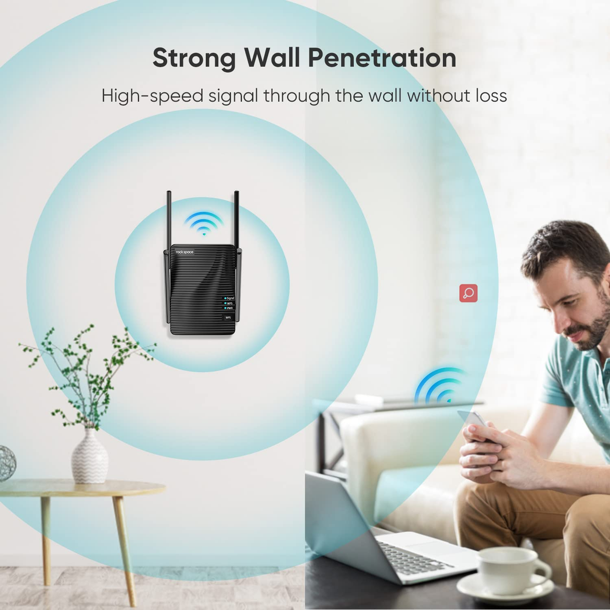 Répéteur Wi-Fi à quatre antennes avec bouton WPS
